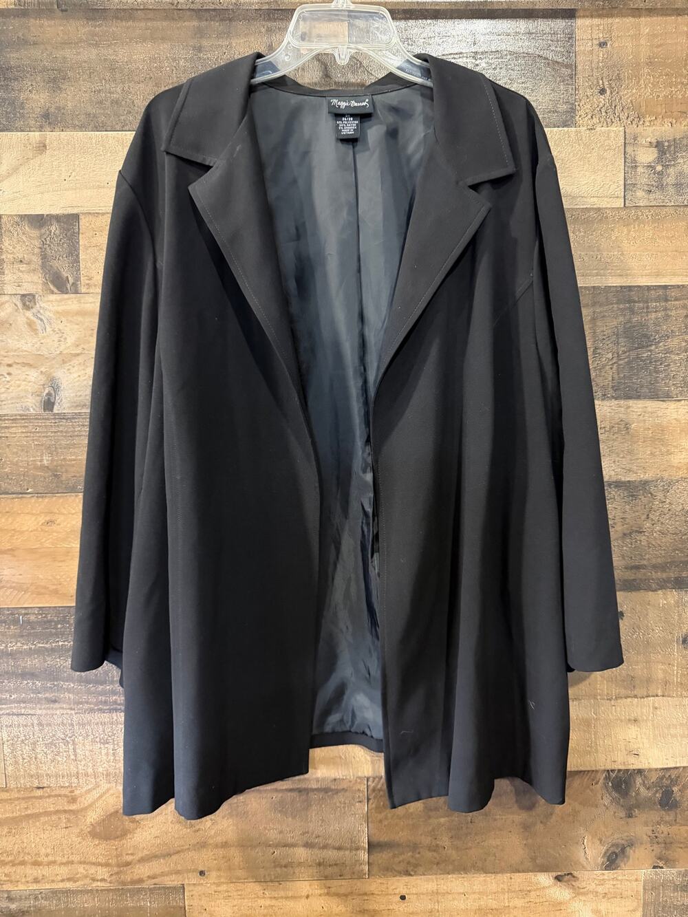 Maggie Barnes Women's Plus Size 26/28 Black Open Front Blazer Jacket